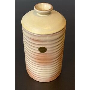 Vintage Frankoma Ribbed Canister with Lid‎ 8.5" Plainsman Desert Gold